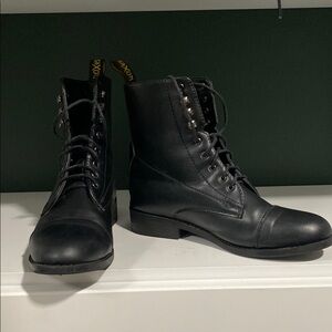 Black Lace-Up Ankle Boots